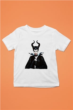 Unisex Malefiz (Maleficent) Baskılı Beyaz Çocuk Tshirt