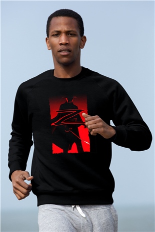 Unisex Maskeli Kahraman Zorro (The Mask of Zorro) Baskılı Siyah Sweatshirt