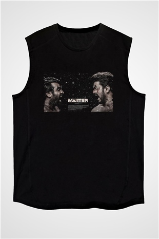 Unisex Master Baskılı Siyah Kolsuz Tshirt