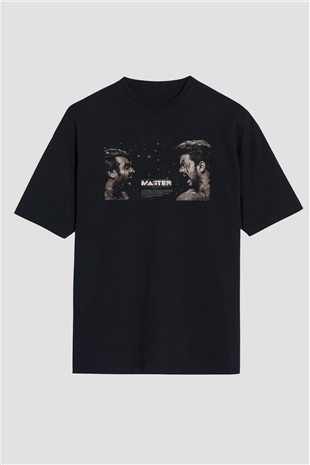 Unisex Master Baskılı Siyah Oversize Tshirt