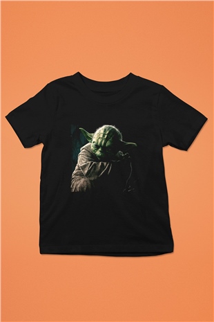 Unisex Master Yoda Baskılı Siyah Çocuk Tişört