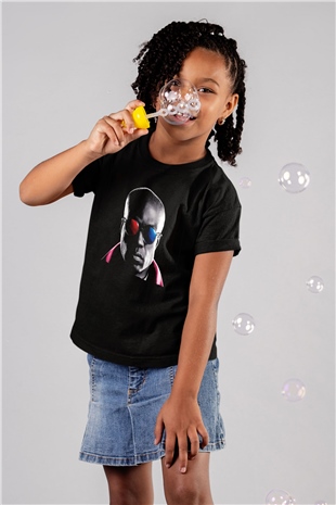 Unisex Matrix Baskılı Siyah Çocuk Unisex T-Shirt