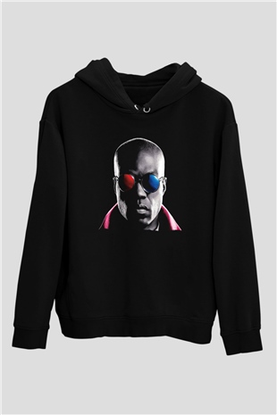 Unisex Matrix Baskılı Siyah Unisex Kapüşonlu Sweatshirt