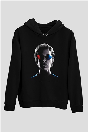Unisex Matrix Resurrections (The Matrix Resurrections) Baskılı Siyah Kapüşonlu Sweatshirt