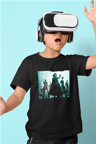 Unisex Matrix (The Matrix) Baskılı Siyah Çocuk Tshirt