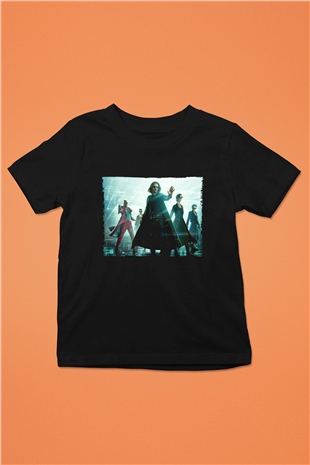 Unisex Matrix (The Matrix) Baskılı Siyah Çocuk Tshirt