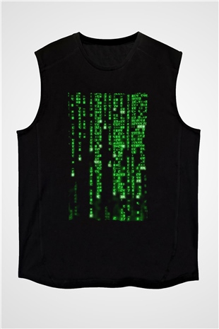 Unisex Matrix (The Matrix) Baskılı Siyah Unisex Kolsuz Tshirt