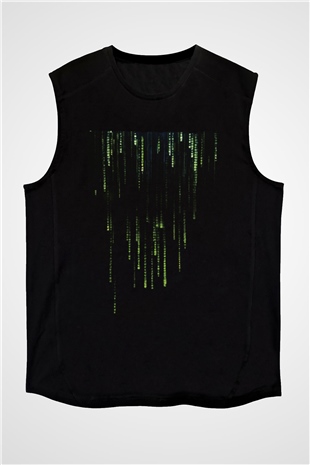 Unisex Matrix (The Matrix) Baskılı Siyah Kolsuz Tişört