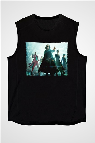 Unisex Matrix (The Matrix) Baskılı Siyah Kolsuz Tshirt
