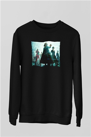 Unisex Matrix (The Matrix) Baskılı Siyah Sweatshirt