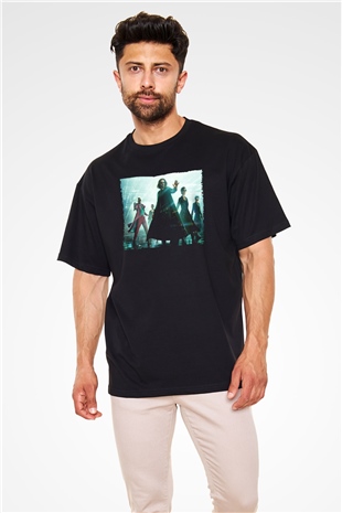 Unisex Matrix (The Matrix) Baskılı Siyah Oversize Tshirt
