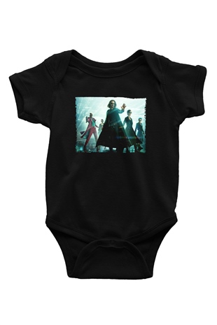 Unisex Matrix (The Matrix) Baskılı Siyah Bebek Body - Zıbın