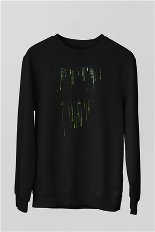 Unisex Matrix (The Matrix) Baskılı Siyah Sweatshirt