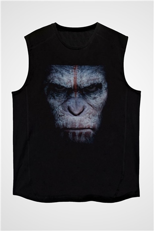 Unisex Maymunlar Cehennemi Şafak Vakti (Dawn of the Planet of the Apes) Baskılı Siyah Kolsuz T-shirt