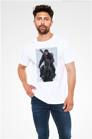 Maymunlar Cehennemi Savaş (War for the Planet of the Apes) Baskılı Beyaz Tshirt