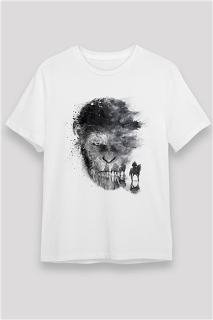Maymunlar Cehennemi Savaş (War for the Planet of the Apes) Baskılı Beyaz T-shirt