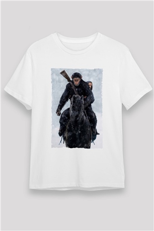 Maymunlar Cehennemi Savaş (War for the Planet of the Apes) Baskılı Beyaz Tshirt