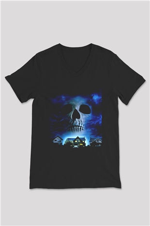 Unisex Merdiven Altındakiler (The People Under the Stairs) Baskılı Siyah V Yaka T-shirt