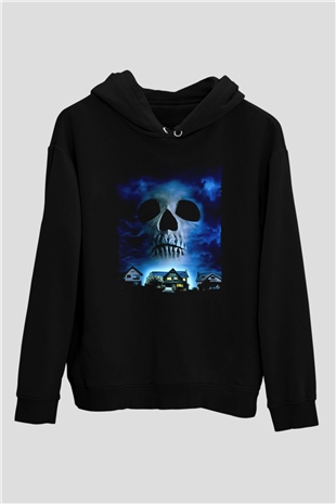 Unisex Merdiven Altındakiler (The People Under the Stairs) Baskılı Siyah Kapüşonlu Sweatshirt