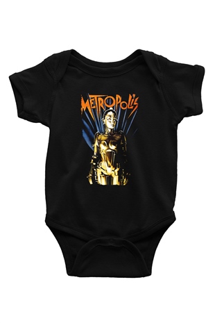 Unisex Metropolis Baskılı Siyah Bebek Body - Zıbın