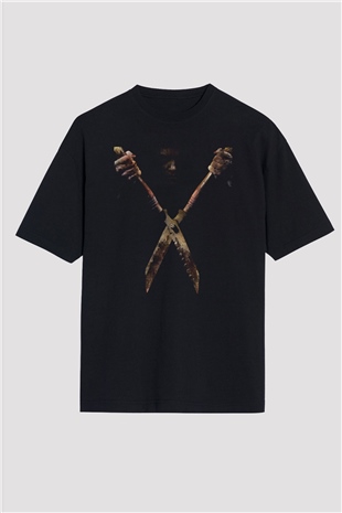 Unisex Mezarına Tüküreceğim (I Spit on Your Grave) Baskılı Siyah Oversize T-shirt