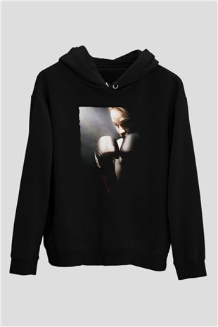 Unisex Milyonluk Bebek (Million Dollar Baby) Baskılı Siyah Kapüşonlu Sweatshirt