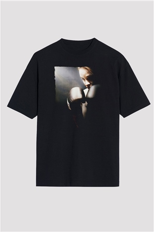 Unisex Milyonluk Bebek (Million Dollar Baby) Baskılı Siyah Oversize Tişört