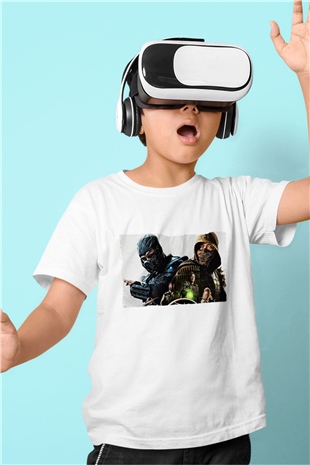 Unisex Mortal Kombat Baskılı Beyaz Çocuk Tişört