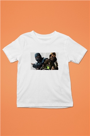 Unisex Mortal Kombat Baskılı Beyaz Çocuk Tişört