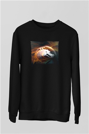 Unisex Mortal Kombat Baskılı Siyah Unisex Sweatshirt