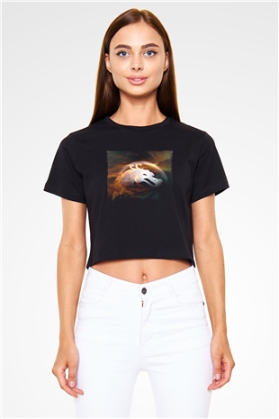 Unisex Mortal Kombat Baskılı Siyah Unisex Crop Top Tişört