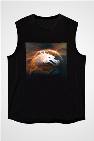 Unisex Mortal Kombat Baskılı Siyah Unisex Kolsuz Tişört