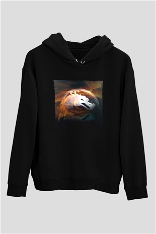 Unisex Mortal Kombat Baskılı Siyah Unisex Kapüşonlu Sweatshirt
