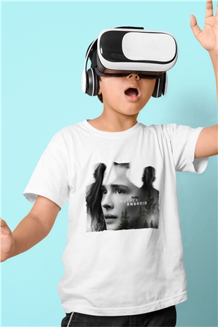 Unisex Mother Android Baskılı Beyaz Çocuk Tişört