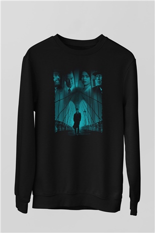 Unisex Motherless Brooklyn Baskılı Siyah Sweatshirt