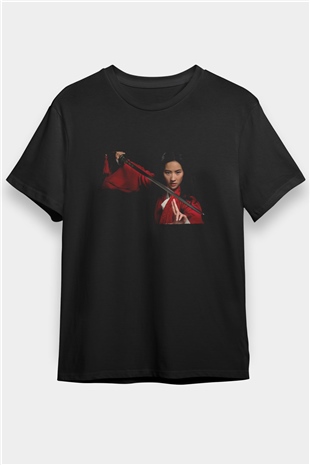 Mulan Baskılı Siyah Tshirt