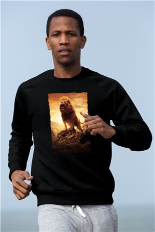 Unisex Narnia Günlükleri Aslan, Cadı ve Dolap (The Chronicles of Narnia The Lion, the Witch and the Wardrobe) Baskılı Siyah Sweatshirt