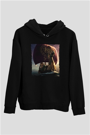 Unisex Narnia Günlükleri Şafak Yıldızının Yolculuğu (The Chronicles of Narnia The Voyage of the Dawn Treader) Baskılı Siyah Kapüşonlu Sweatshirt