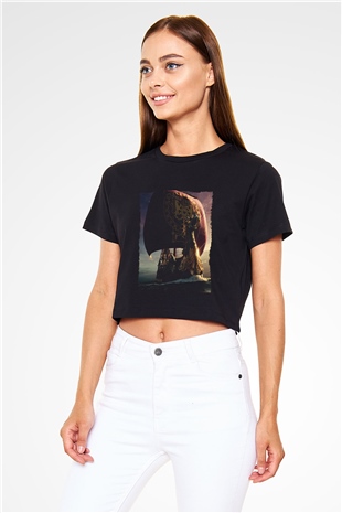 Unisex Narnia Günlükleri Şafak Yıldızının Yolculuğu (The Chronicles of Narnia The Voyage of the Dawn Treader) Baskılı Siyah Crop Top Tshirt