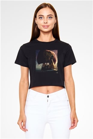 Unisex Narnia Günlükleri Şafak Yıldızının Yolculuğu (The Chronicles of Narnia The Voyage of the Dawn Treader) Baskılı Siyah Crop Top Tshirt