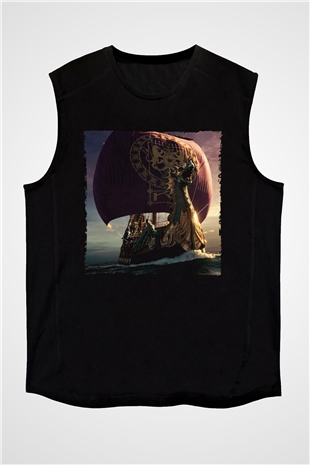 Unisex Narnia Günlükleri Şafak Yıldızının Yolculuğu (The Chronicles of Narnia The Voyage of the Dawn Treader) Baskılı Siyah Kolsuz Tshirt