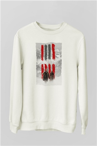 Unisex Nefret Sekizlisi (The Hateful Eight) Baskılı Beyaz Sweatshirt
