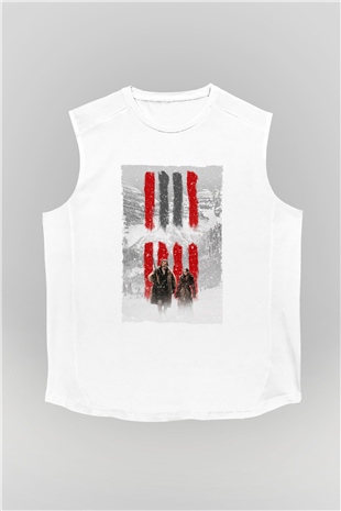 Unisex Nefret Sekizlisi (The Hateful Eight) Baskılı Beyaz Kolsuz Tişört
