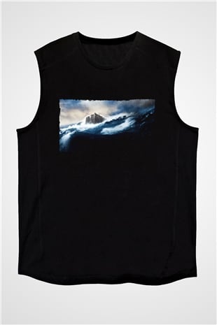 Unisex Nuh (Noah) Baskılı Siyah Kolsuz Tshirt