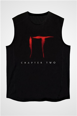 Unisex O Bölüm 2 (It Chapter Two) Baskılı Siyah Kolsuz Tshirt