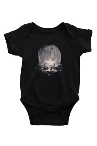 Unisex O (IT) Baskılı Siyah Bebek Body - Zıbın