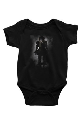 Unisex O (IT) Baskılı Siyah Bebek Body - Zıbın