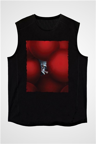 Unisex O (IT) Baskılı Siyah Unisex Kolsuz Tişört