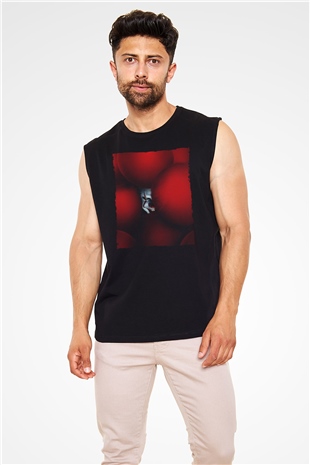 Unisex O (IT) Baskılı Siyah Unisex Kolsuz Tişört