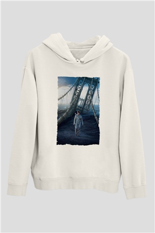 Unisex Oblivion Baskılı Beyaz Kapüşonlu Sweatshirt